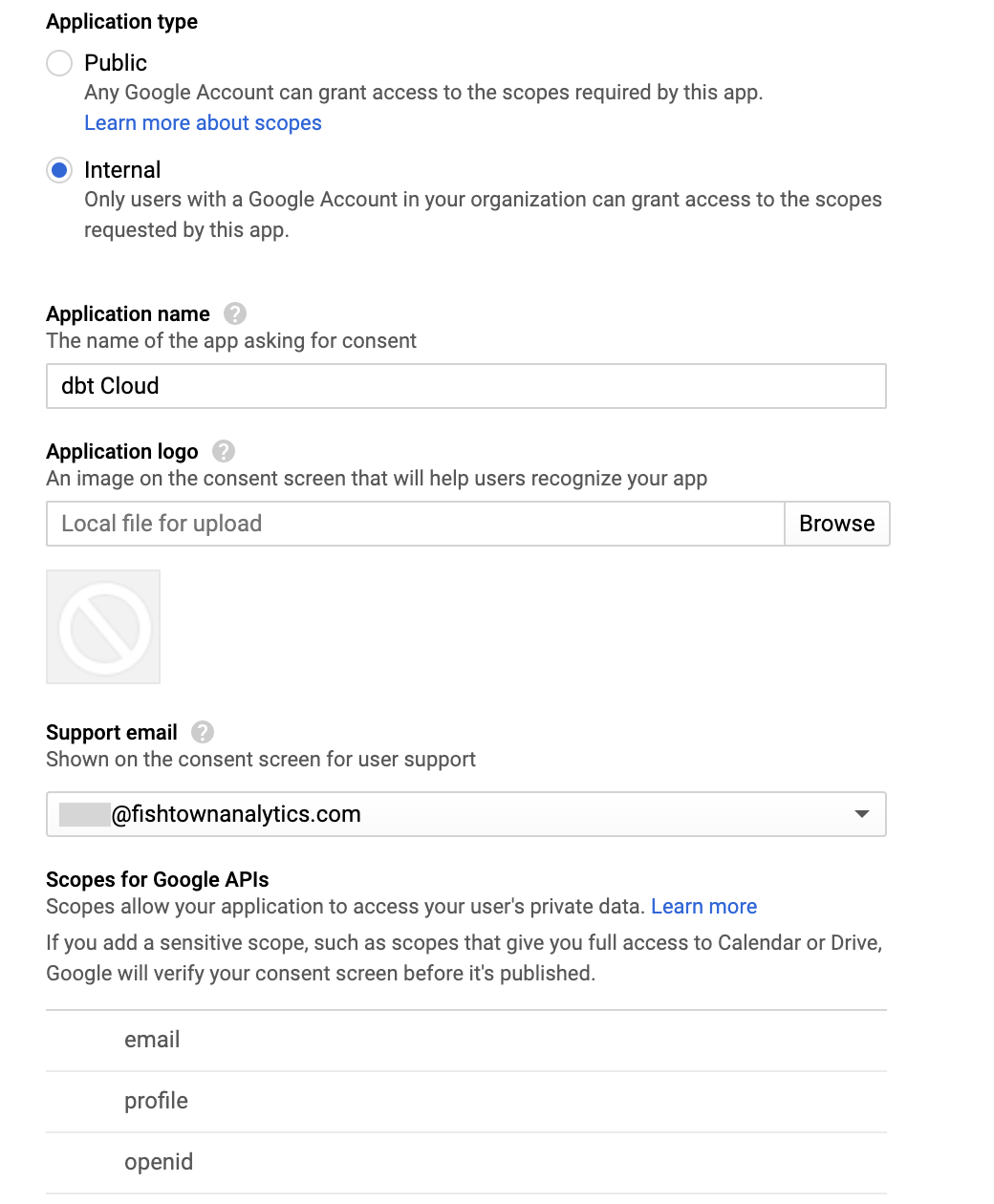 GSuite Consent Screen configuration GSuite Consent Screen configuration