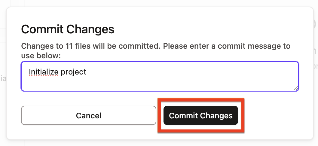 Commit Changes button Commit Changes button